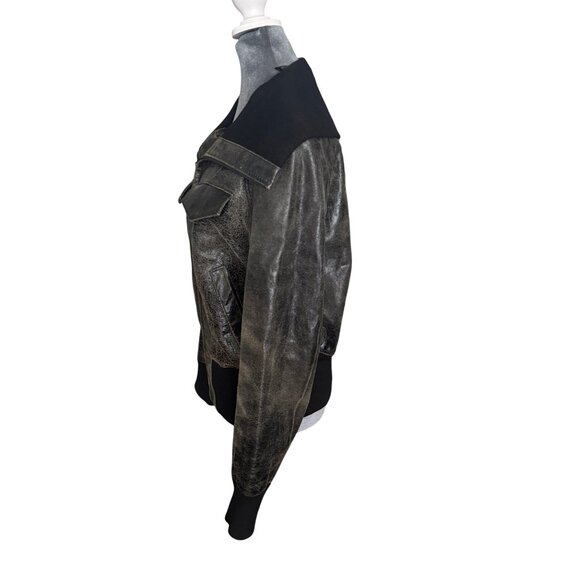 FRX Vintage Style Leather Bomber Jacket Size L - Picture 3 of 9